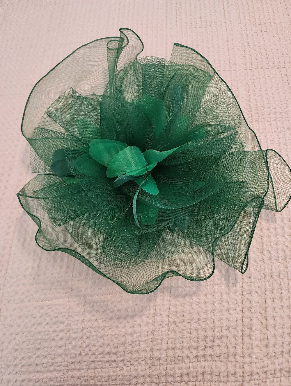 Large Green Floral Feather Mesh Fascinator Hair Clip Women's Hats New Mobwife